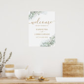 Poster Bienvenue Gold Calligraphy & Eucalyptus Mariage Fo (Cuisine)