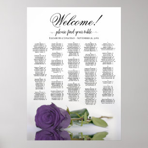 Poster Bienvenue ! Graphique alphabétique Rose d'Améthyst