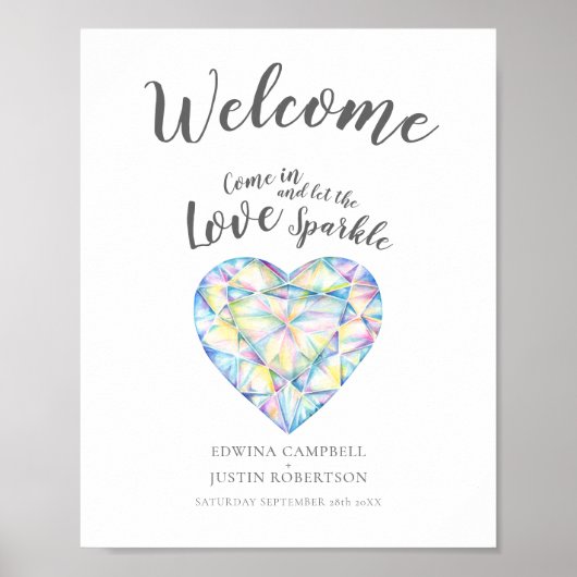Poster Bienvenue Laissez l'amour pétillant couleur de coe (Devant)