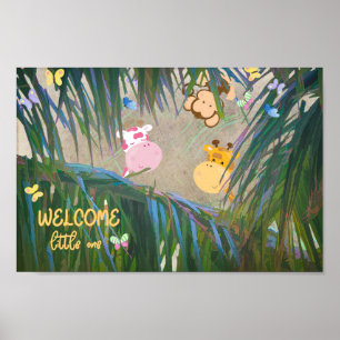 Poster Bienvenue Little One Jungle Thème Nursery Art
