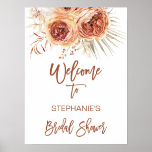 Poster Bienvenue Mariage Bohème Floral Terracotta Orange 