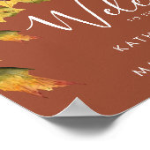 Poster Bienvenue Mariage d'Automne Feuillage Brun Rustiqu (Coin)