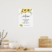 Poster Bienvenue mariage de mariage floral tournesol (Cuisine)