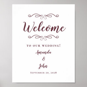 Poster Bienvenue Mariage Élégant Chic Calligraphie Bourgo