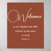 Poster Bienvenue Mariage en terre cuite Brown blanc (Devant)