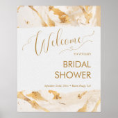 Poster Bienvenue Mariage Luxe Abstrait Doré (Devant)