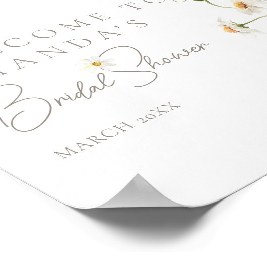 Poster Bienvenue Mariage Moderne Fleur de Daisy Boho (Coin)