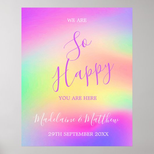 Poster Bienvenue Mariage multicolore chic (Devant)