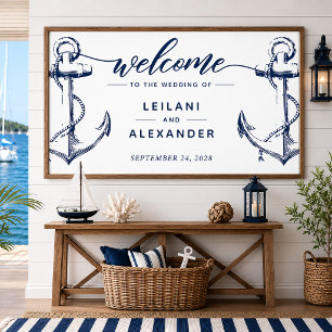 Poster Bienvenue Mariage Naudtique Ancre Blanc