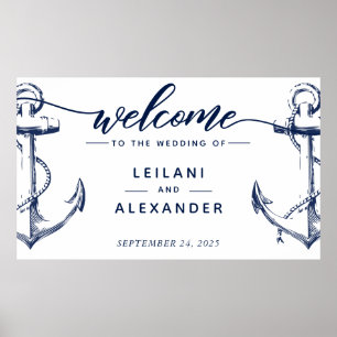 Poster Bienvenue Mariage Naudtique Ancre Blanc