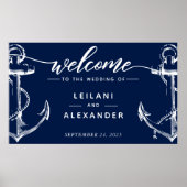Poster Bienvenue Mariage Naudtique Ancre Marine (Devant)