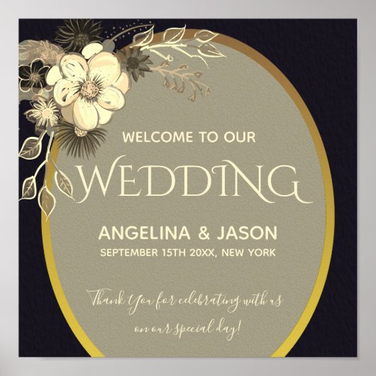 Poster Bienvenue Mariage Noir Chic (Devant)