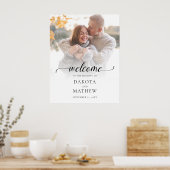 Poster Bienvenue Mariage Photo Moderne Écriture Manuscrit (Cuisine)