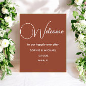 Poster Bienvenue Mariage Terracotta Marron Blanc