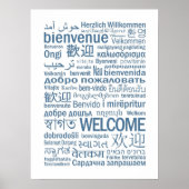 Poster Bienvenue multilingue bleu pâle (Devant)