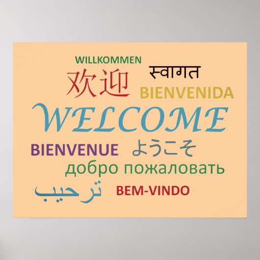 Poster Bienvenue multilingue coloré (Devant)