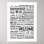 Poster Bienvenue multilingue noir et blanc (Devant)