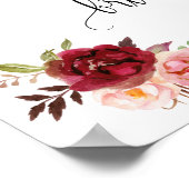 Poster Bienvenue pancarte de mariage floral marsala pour (Coin)