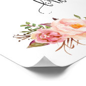 Poster Bienvenue panneau de mariage floral rose pour la d (Coin)