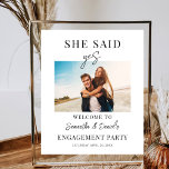 Poster Bienvenue Partie d'engagement Elle a dit Oui Photo<br><div class="desc">Welcome Engagement Party Elle a dit Oui Photo Custom Foot Board</div>
