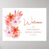 Poster Bienvenue personnalisée sous la douche Fleurs Rose (Devant)