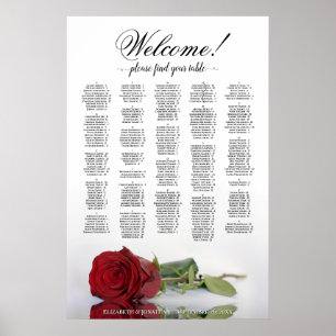Poster Bienvenue ! Plan de table alphabétique Rose Rouge