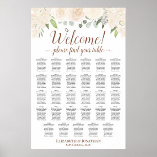Poster Bienvenue ! Plan de table Roses Pêche Pâle 29