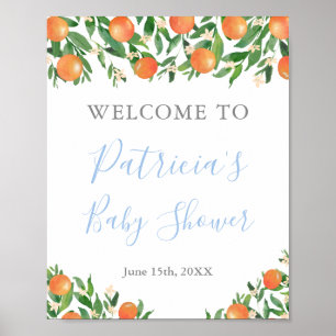 Poster Bienvenue pour bébé garçon Citrus Oranges Douche