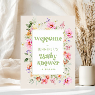 Poster Bienvenue pour la fête de bébé fleur sauvage petit