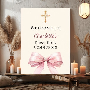 Poster Bienvenue pour la première communion avec un nœud