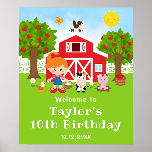 Poster Bienvenue pour l'anniversaire de la fille aux chev (Devant)