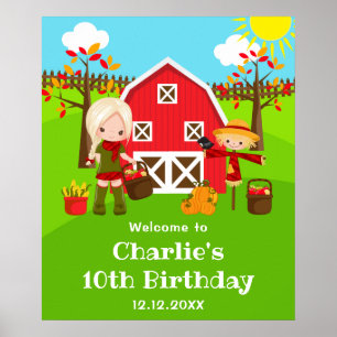 Poster Bienvenue pour l'anniversaire de la fille aux chev