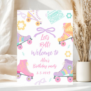 Poster Bienvenue pour l'anniversaire de la fille de patin