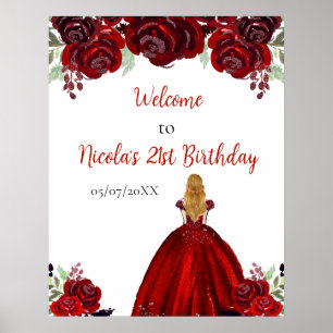 Poster Bienvenue pour l'anniversaire de la princesse aux