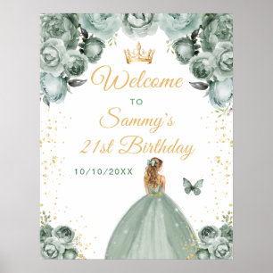 Poster Bienvenue pour l'anniversaire de la princesse aux