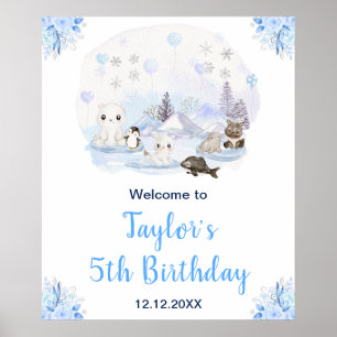Poster Bienvenue pour l'anniversaire des animaux arctique