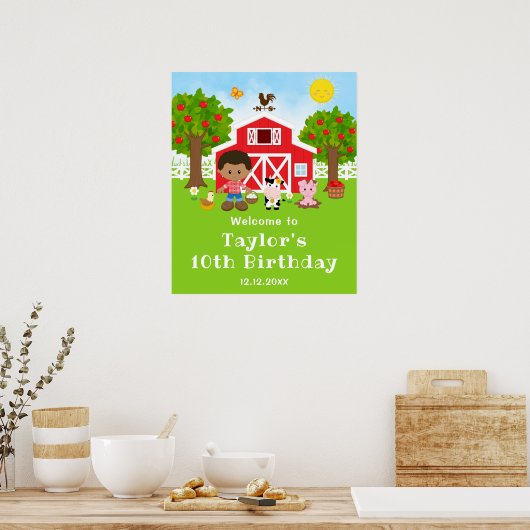 Poster Bienvenue pour l'anniversaire d'un garçon afro-amé (Cuisine)