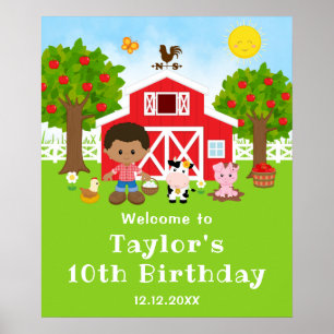 Poster Bienvenue pour l'anniversaire d'un garçon afro-amé