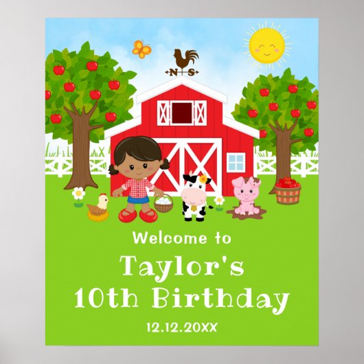 Poster Bienvenue pour l'anniversaire d'une fille afro-amé (Devant)