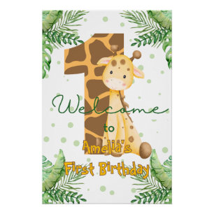 Poster Bienvenue pour le 1er anniversaire de la girafe mi