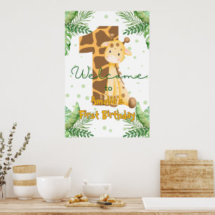 Poster Bienvenue pour le 1er anniversaire de la girafe mi