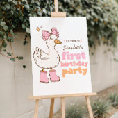 Poster Bienvenue pour le 1er anniversaire d'une fille ros