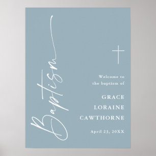 Poster Bienvenue pour le baptême de garçons avec écriture