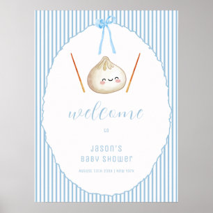 Poster Bienvenue pour le bébé garçon asiatique aux nouill