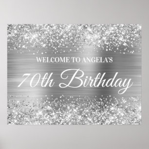 Poster Bienvenue pour les 70 ans avec paillettes et feuil