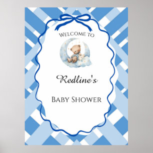 Poster Bienvenue pour l'ours de la douche bébé garçon à c