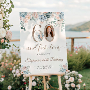 Poster Bienvenue pour un 60e anniversaire avec photo flor
