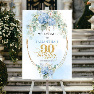 Poster Bienvenue pour un 90e anniversaire Fleurie Aquarel