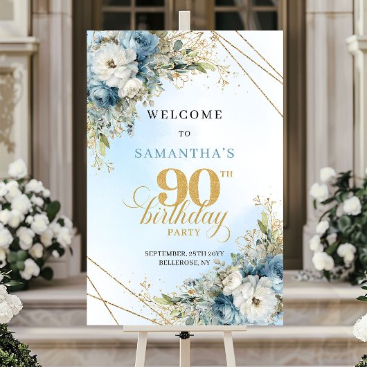 Poster Bienvenue pour un 90e anniversaire spécial Boho bl