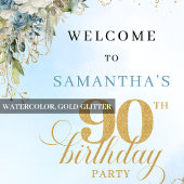 Poster Bienvenue pour un 90e anniversaire spécial Boho bl